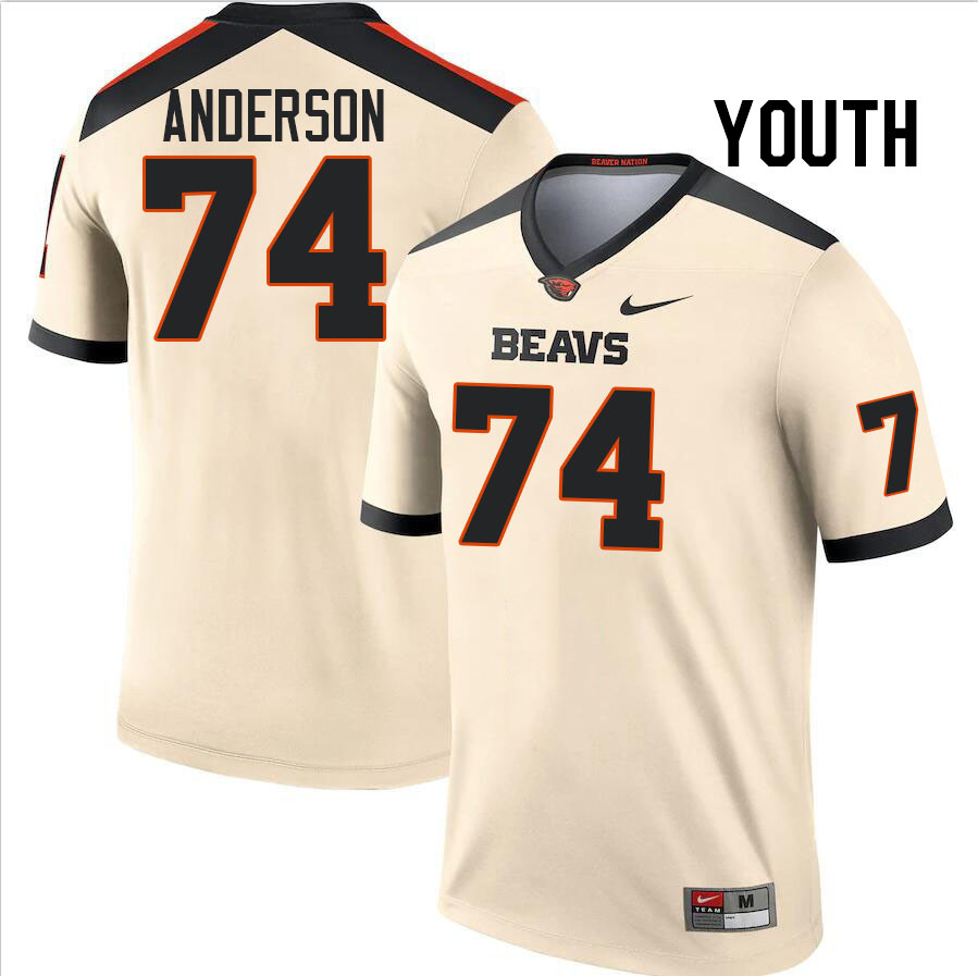 Youth #74 Jacob Anderson Oregon State Beavers College Football Jerseys Stitched-Cream